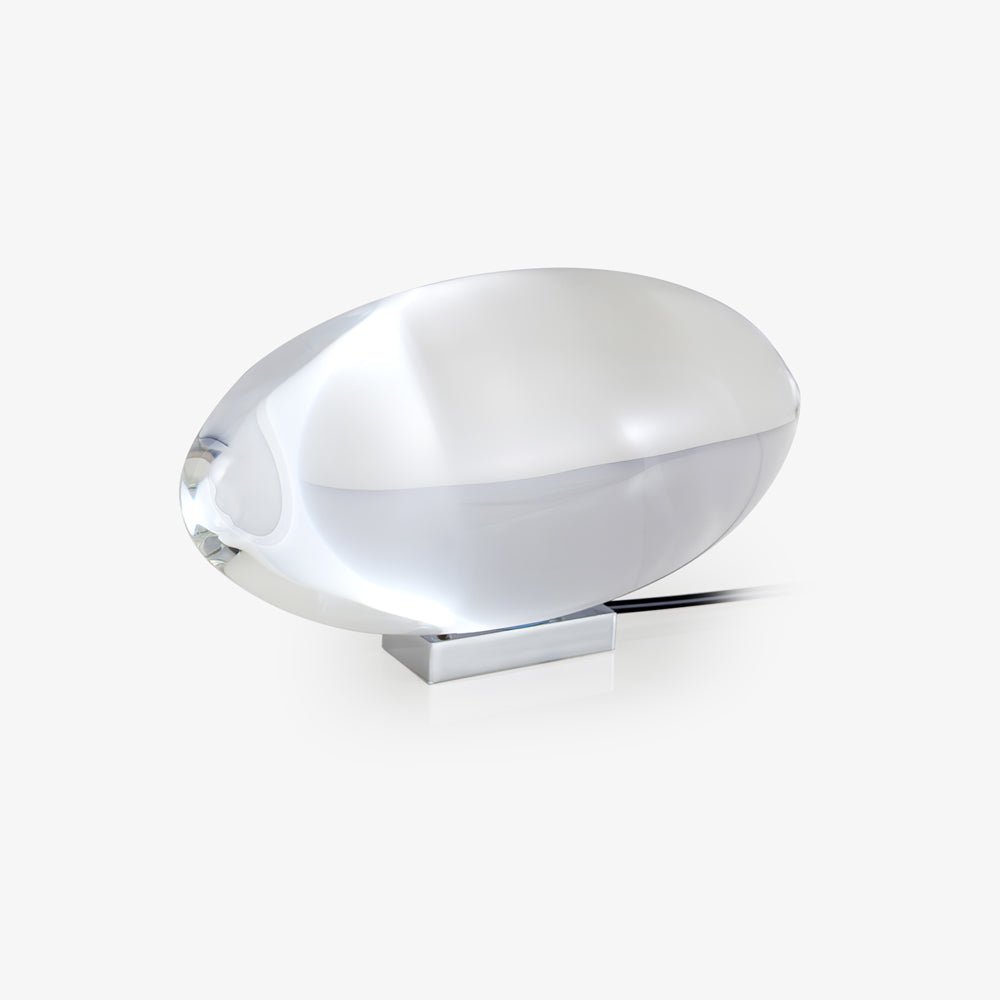 Ova | Crystal Glass Table Lamp, Oval Stone LED Accent Lamp, Sunset Projection Light for Bedroom