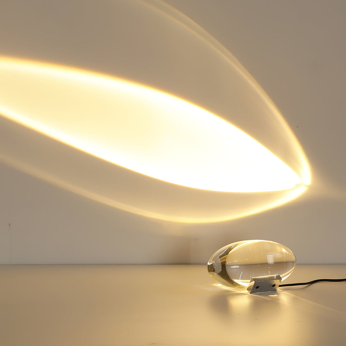 Ova | Crystal Glass Table Lamp, Oval Stone LED Accent Lamp, Sunset Projection Light for Bedroom