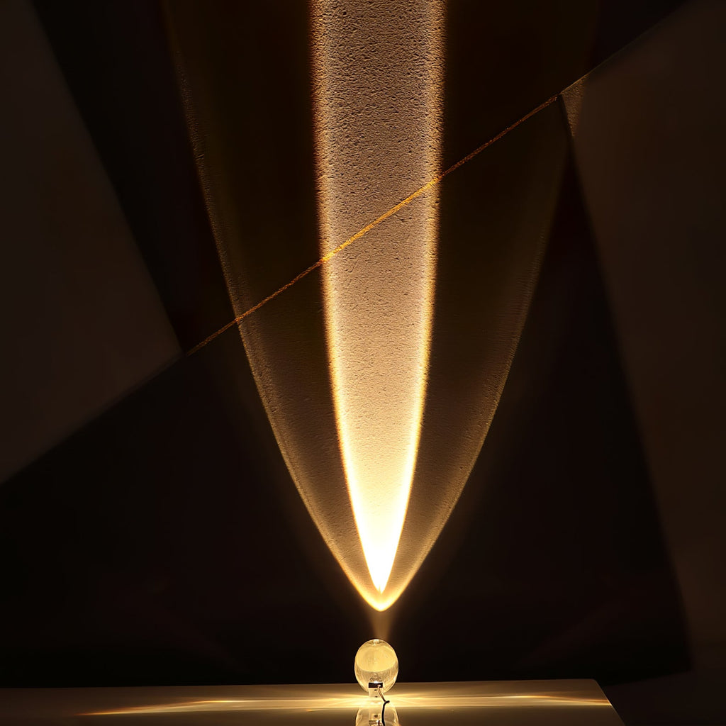 Ova | Crystal Glass Table Lamp, Oval Stone LED Accent Lamp, Sunset Projection Light for Bedroom