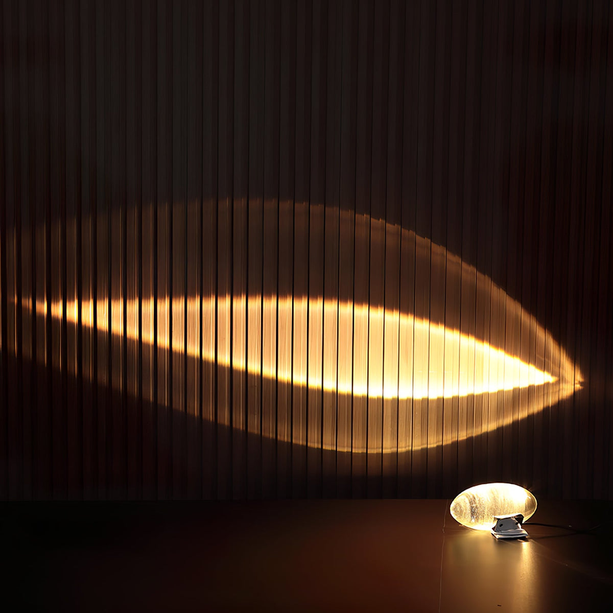 Ova | Crystal Glass Table Lamp, Oval Stone LED Accent Lamp, Sunset Projection Light for Bedroom