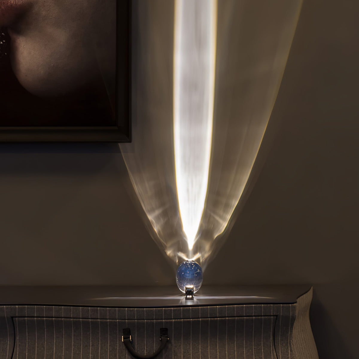 Ova | Crystal Glass Table Lamp, Oval Stone LED Accent Lamp, Sunset Projection Light for Bedroom
