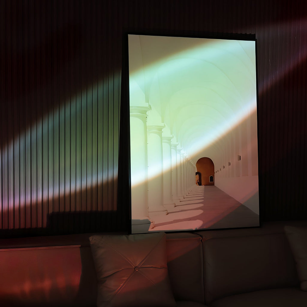 Ova | Crystal Glass Table Lamp, Oval Stone LED Accent Lamp, Sunset Projection Light for Bedroom