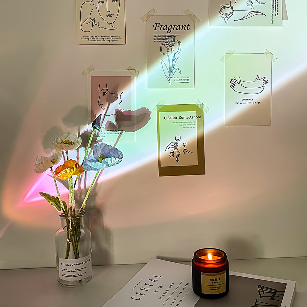 Ova | Crystal Glass Table Lamp, Oval Stone LED Accent Lamp, Sunset Projection Light for Bedroom