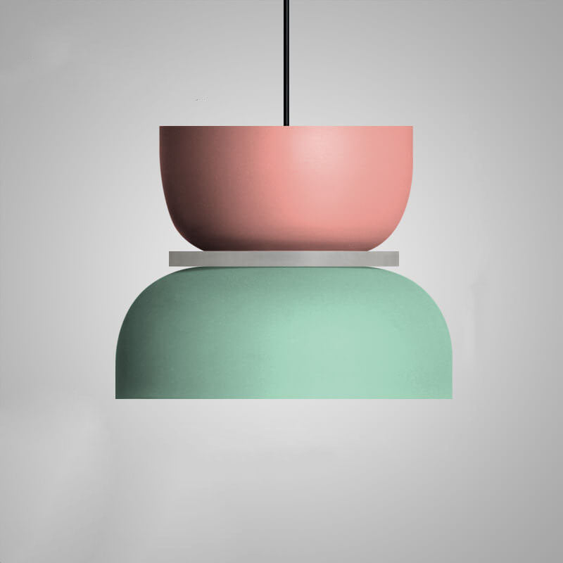 Sorbet | Colorful Pendant Light, Two Tone Metal Dome Hanging Lamp for Kitchen Island and Dining Room