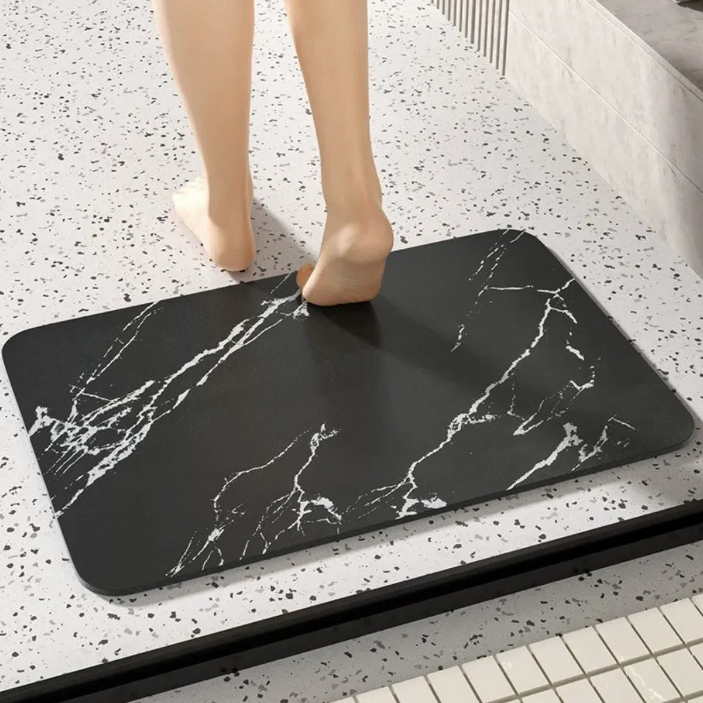 Calcite | Quick Dry Bath Mat, Diatomite Stone Non Slip Bathroom Rug, Marble Absorbent Floor Mat