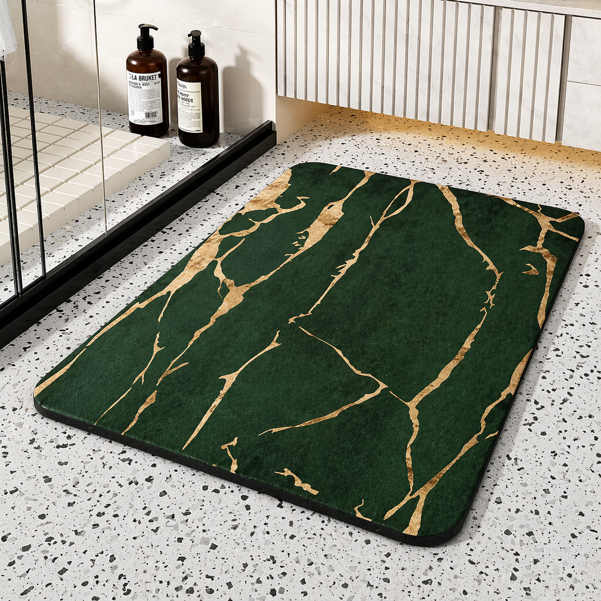 Calcite | Quick Dry Bath Mat, Diatomite Stone Non Slip Bathroom Rug, Marble Absorbent Floor Mat