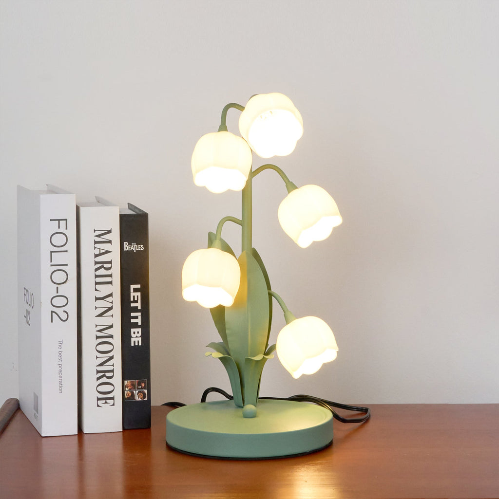 Bell Orchid | Lily of the Valley Table Lamp, Flower Bedside Lamp, Green Floral Night Light
