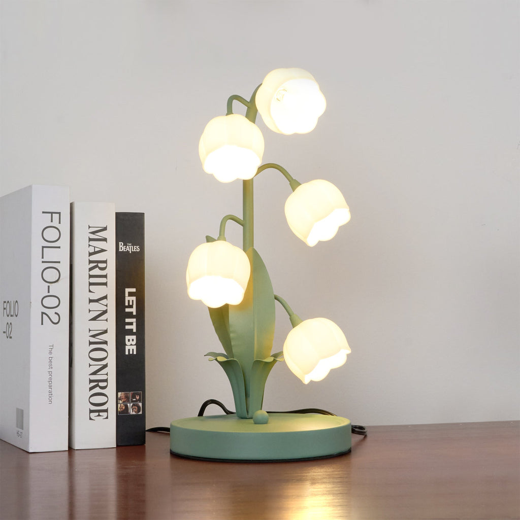 Bell Orchid | Lily of the Valley Table Lamp, Flower Bedside Lamp, Green Floral Night Light
