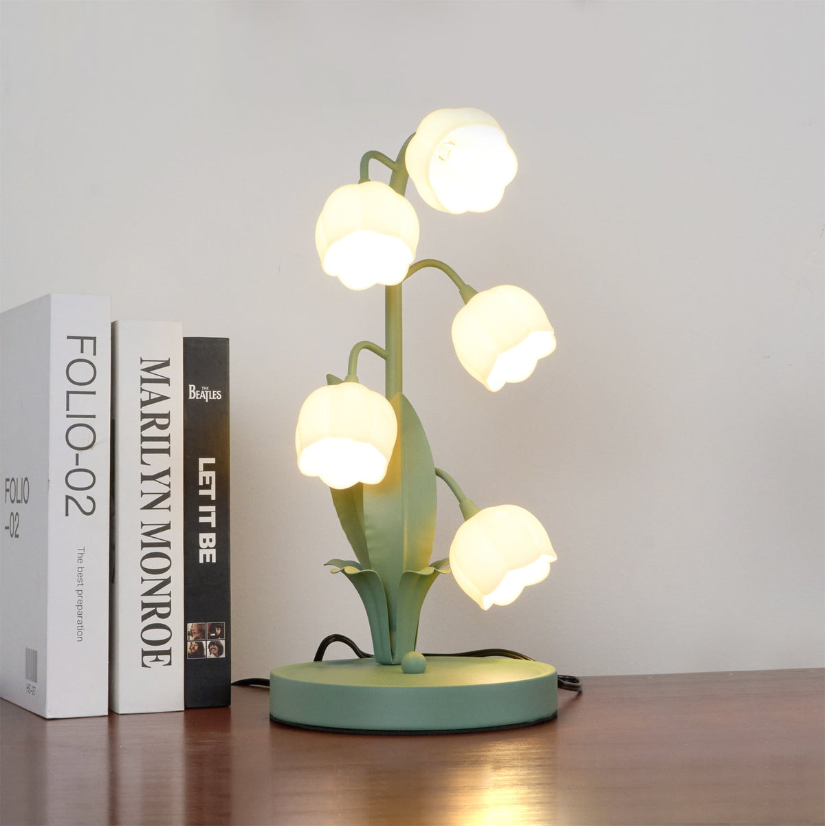 Bell Orchid | Lily of the Valley Table Lamp, Flower Bedside Lamp, Green Floral Night Light