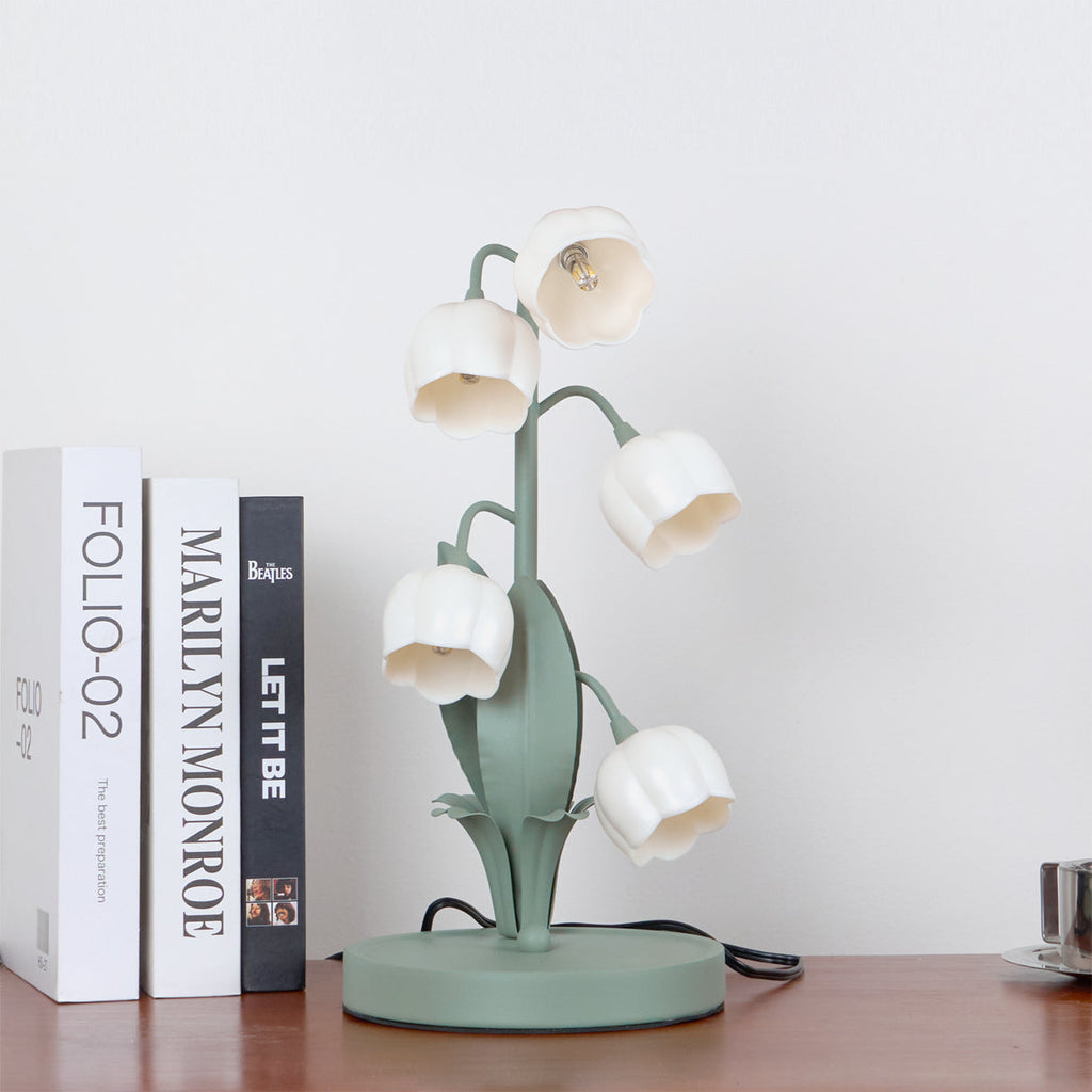 Bell Orchid | Lily of the Valley Table Lamp, Flower Bedside Lamp, Green Floral Night Light