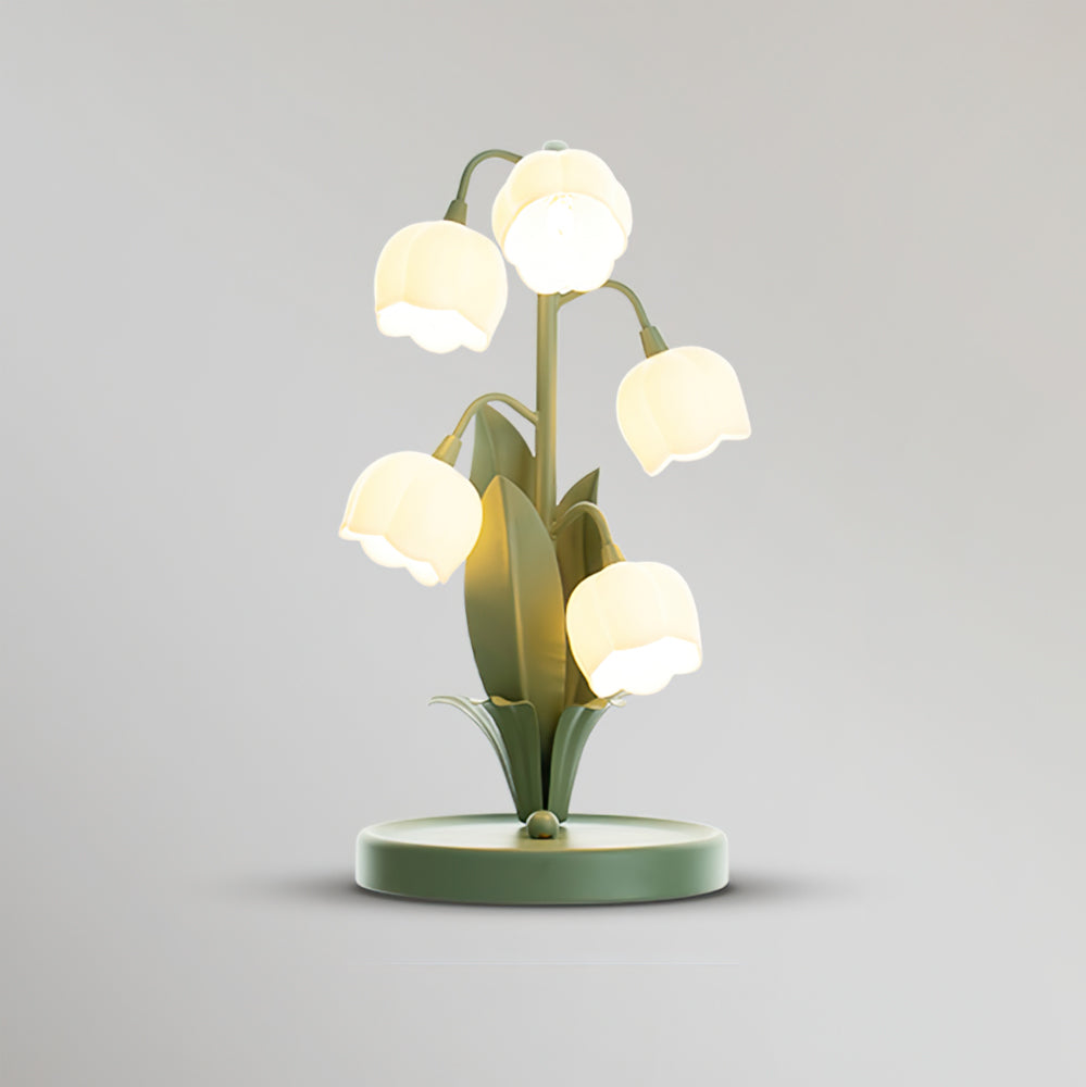 Bell Orchid | Lily of the Valley Table Lamp, Flower Bedside Lamp, Green Floral Night Light