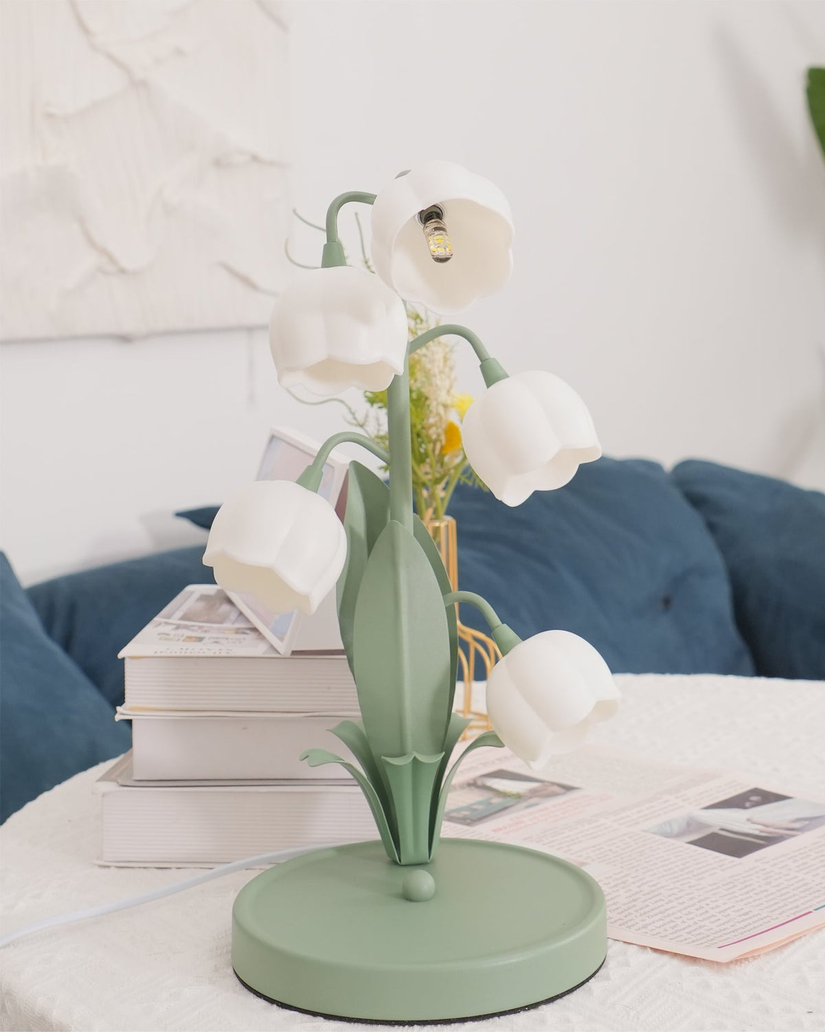 Bell Orchid | Lily of the Valley Table Lamp, Flower Bedside Lamp, Green Floral Night Light