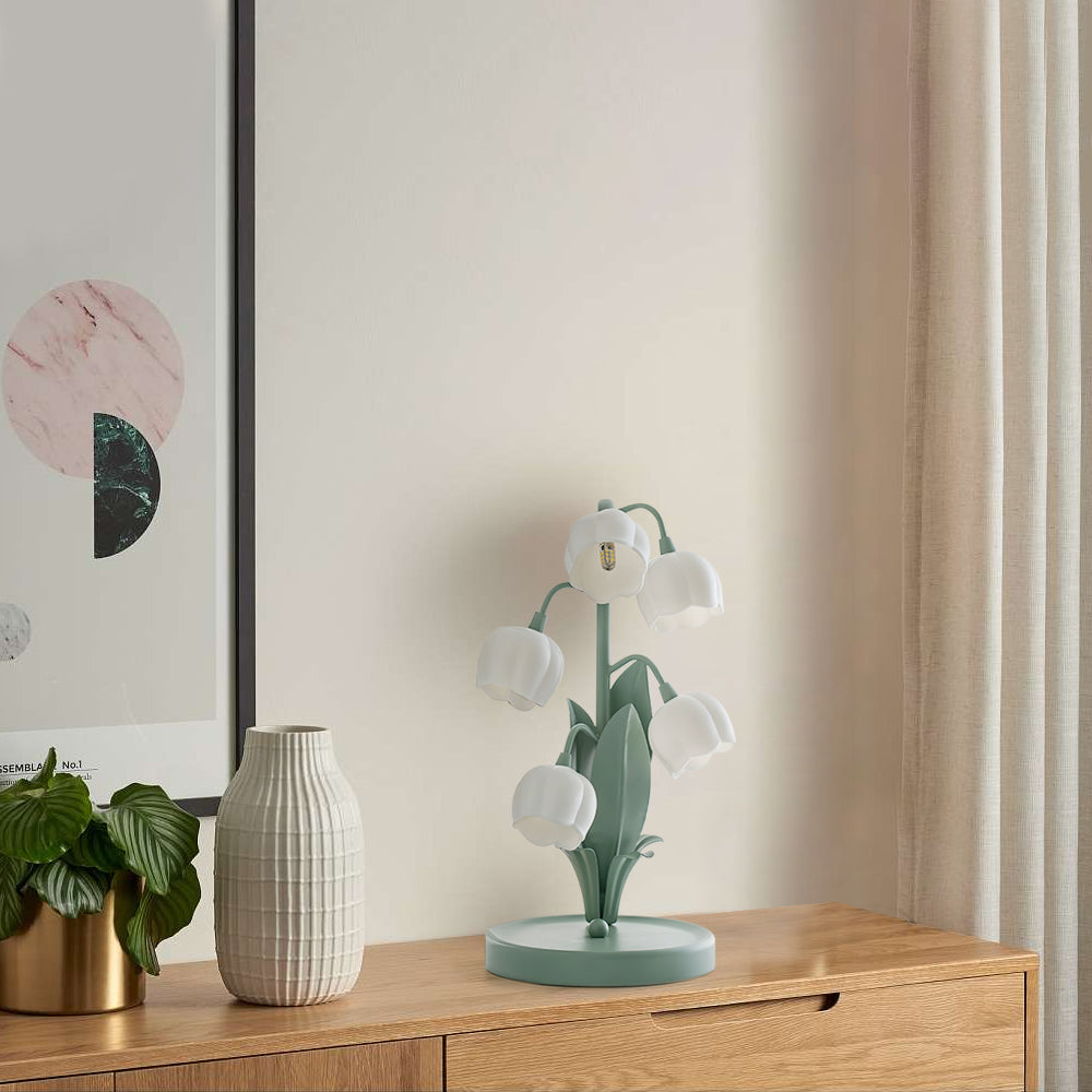 Bell Orchid | Lily of the Valley Table Lamp, Flower Bedside Lamp, Green Floral Night Light
