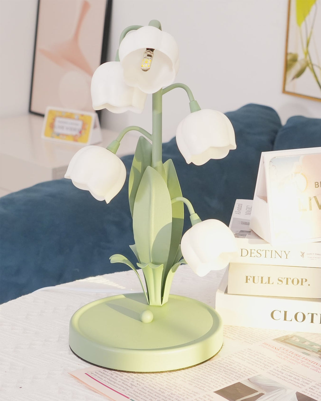 Bell Orchid | Lily of the Valley Table Lamp, Flower Bedside Lamp, Green Floral Night Light