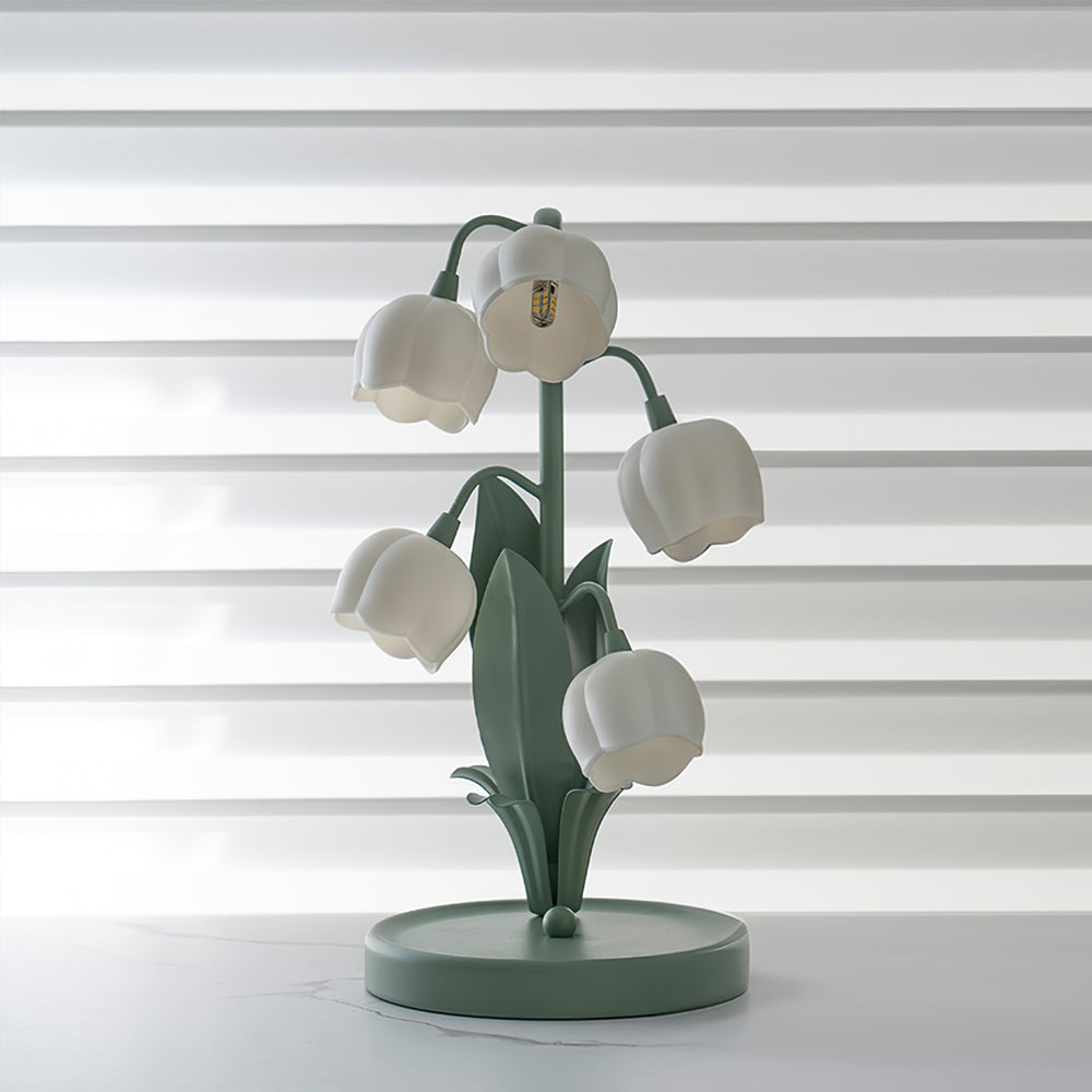 Bell Orchid | Lily of the Valley Table Lamp, Flower Bedside Lamp, Green Floral Night Light
