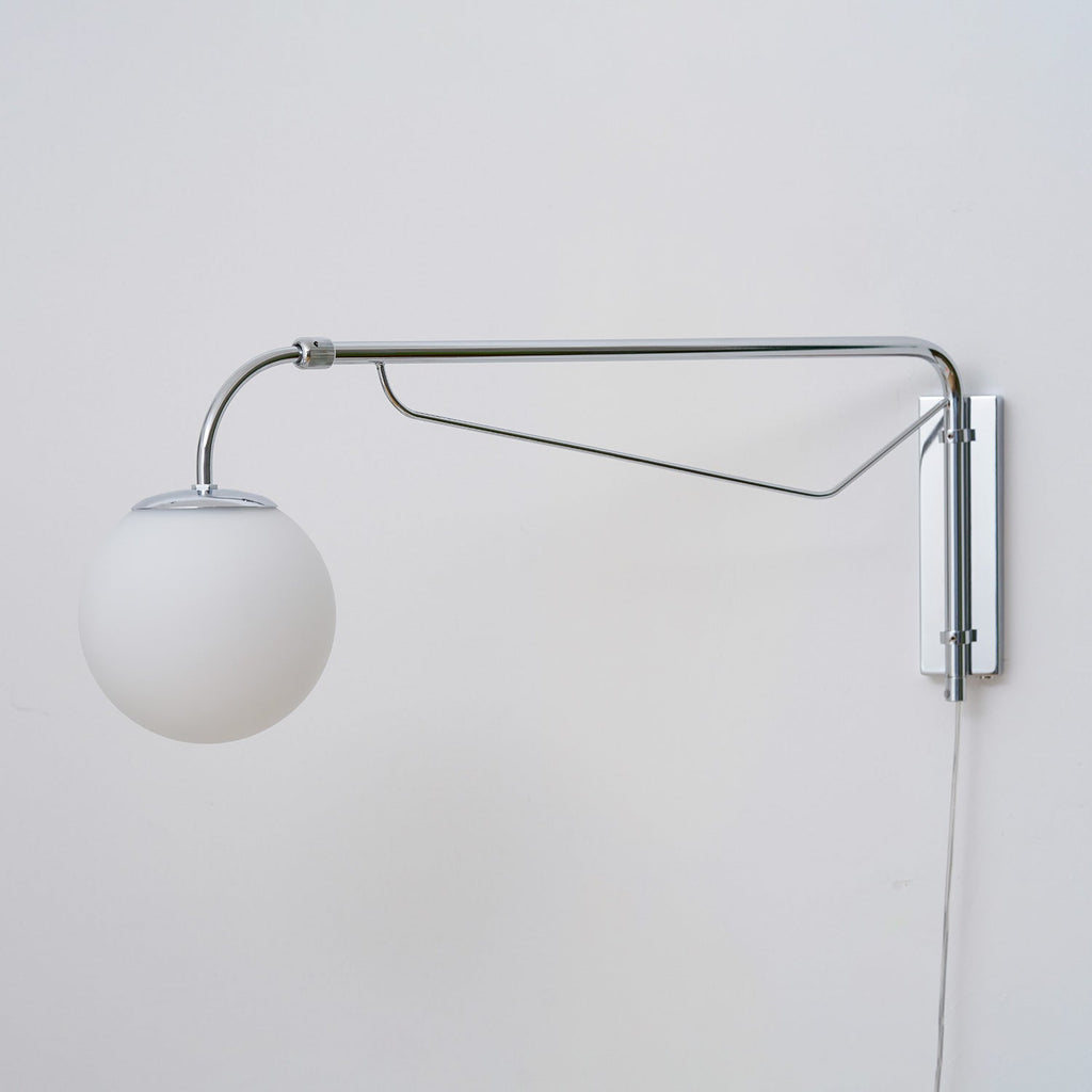 Bellman | Plug In Swing Arm Wall Lamp, Adjustable Globe Wall Sconce for Bedside Reading and Desk