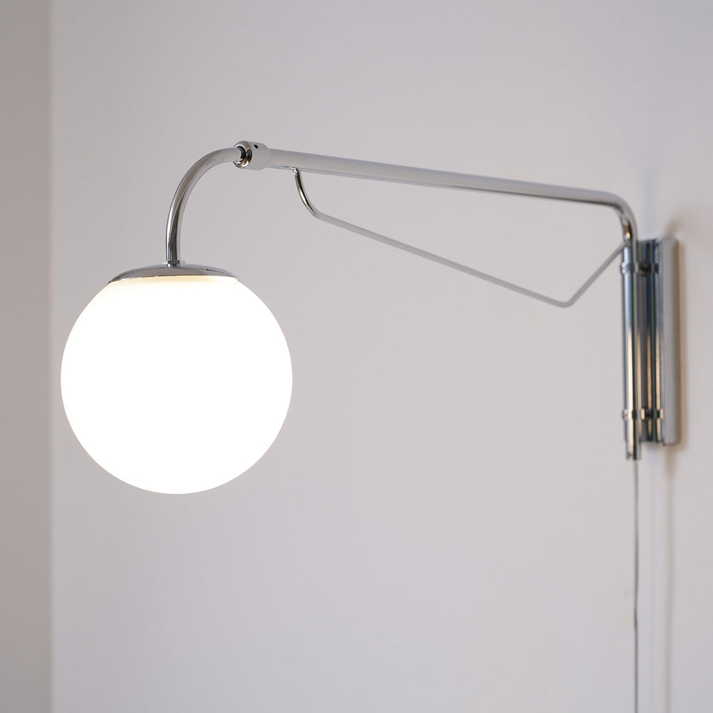 Bellman | Plug In Swing Arm Wall Lamp, Adjustable Globe Wall Sconce for Bedside Reading and Desk