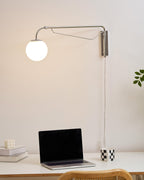 Bellman | Plug In Swing Arm Wall Lamp, Adjustable Globe Wall Sconce for Bedside Reading and Desk
