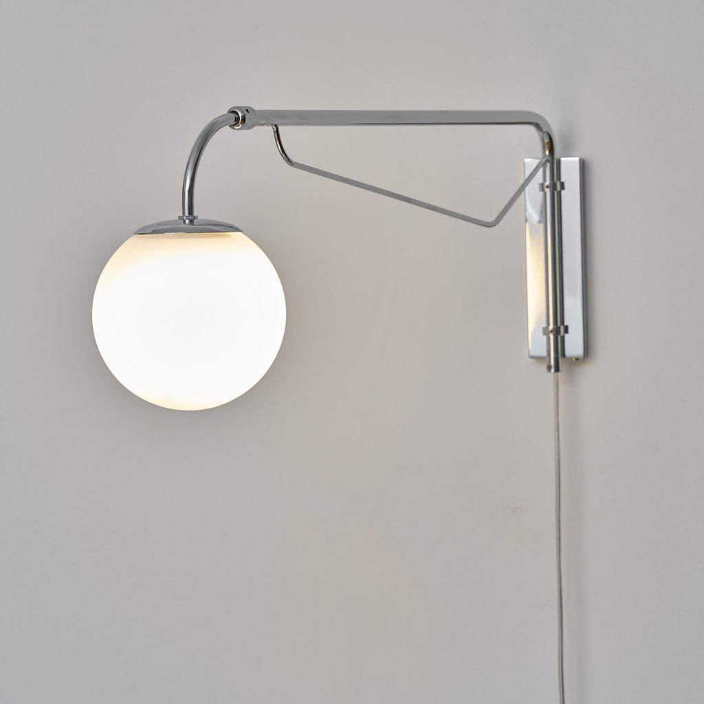 Bellman | Plug In Swing Arm Wall Lamp, Adjustable Globe Wall Sconce for Bedside Reading and Desk