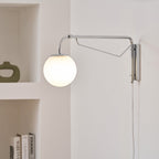 Bellman | Plug In Swing Arm Wall Lamp, Adjustable Globe Wall Sconce for Bedside Reading and Desk