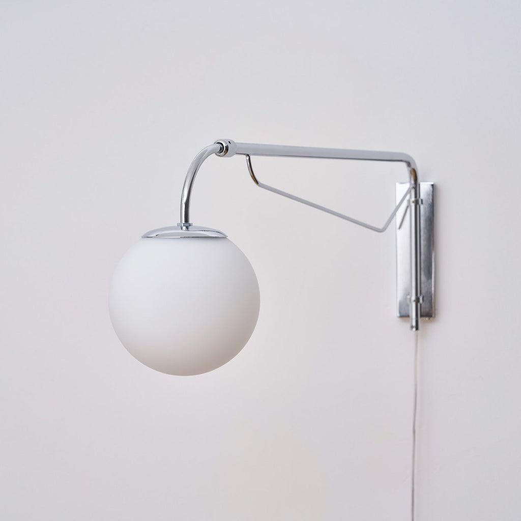 Bellman | Plug In Swing Arm Wall Lamp, Adjustable Globe Wall Sconce for Bedside Reading and Desk