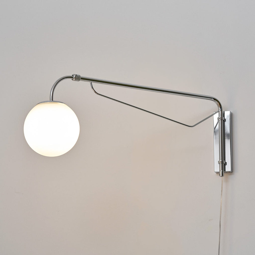 Bellman | Plug In Swing Arm Wall Lamp, Adjustable Globe Wall Sconce for Bedside Reading and Desk