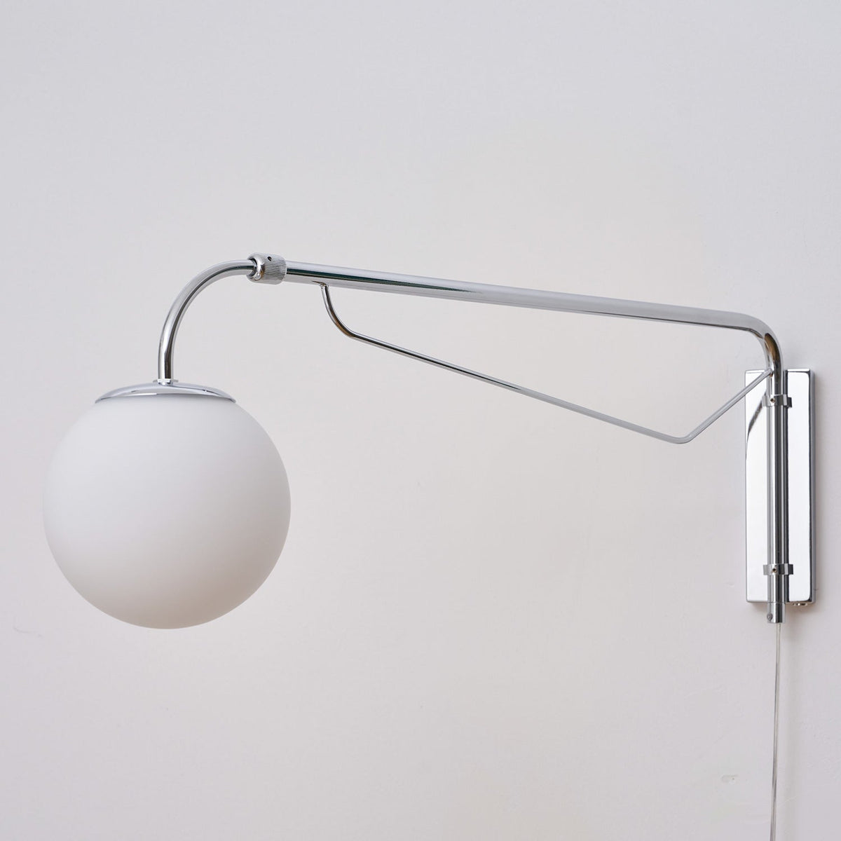 Bellman | Plug In Swing Arm Wall Lamp, Adjustable Globe Wall Sconce for Bedside Reading and Desk