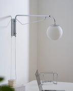 Bellman | Plug In Swing Arm Wall Lamp, Adjustable Globe Wall Sconce for Bedside Reading and Desk