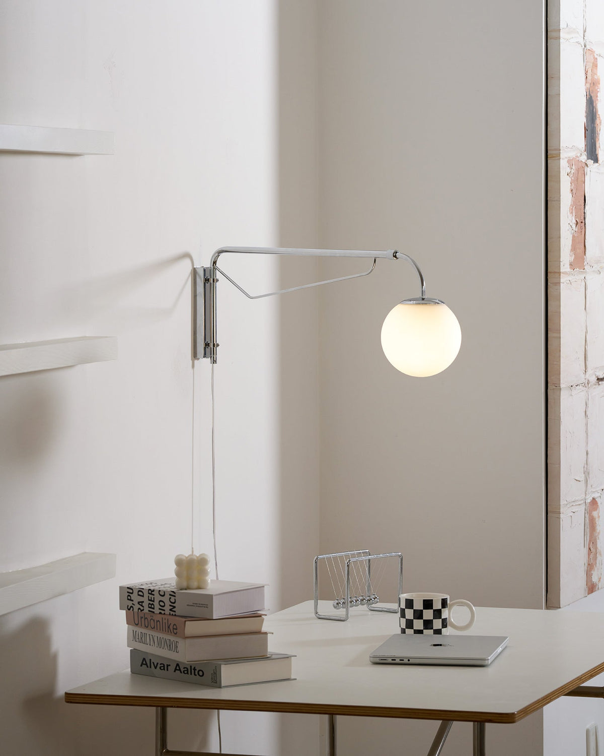 Bellman | Plug In Swing Arm Wall Lamp, Adjustable Globe Wall Sconce for Bedside Reading and Desk