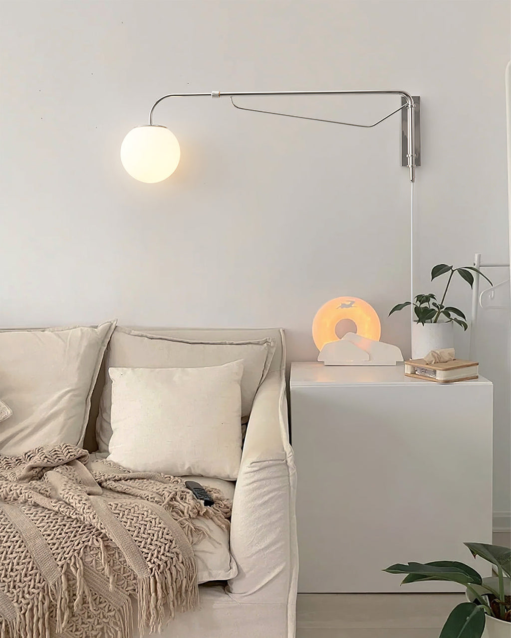 Bellman | Plug In Swing Arm Wall Lamp, Adjustable Globe Wall Sconce for Bedside Reading and Desk