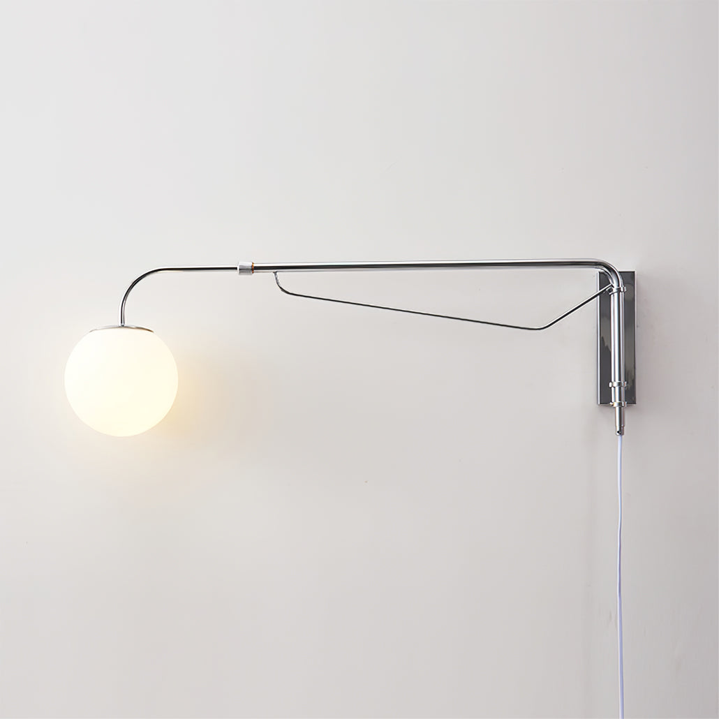 Bellman | Plug In Swing Arm Wall Lamp, Adjustable Globe Wall Sconce for Bedside Reading and Desk