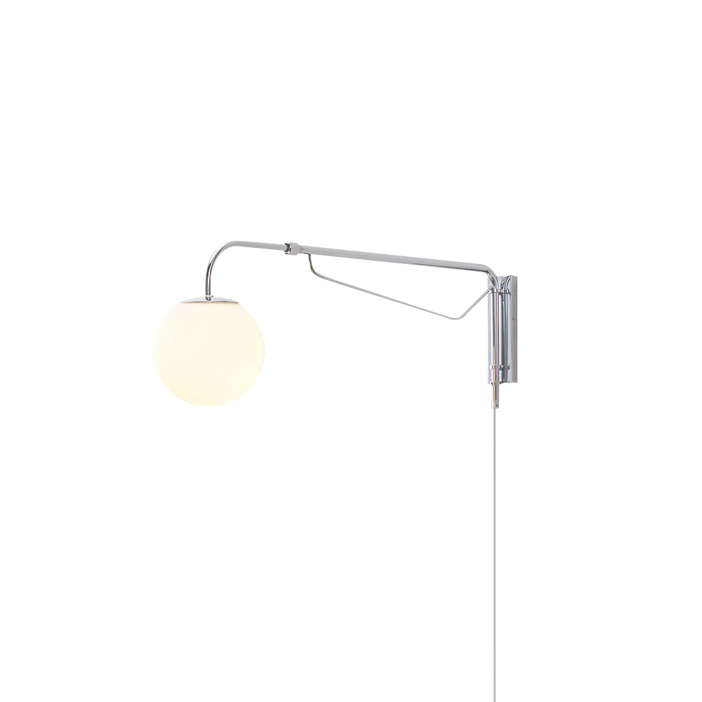 Bellman | Plug In Swing Arm Wall Lamp, Adjustable Globe Wall Sconce for Bedside Reading and Desk