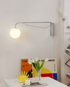 Bellman | Plug In Swing Arm Wall Lamp, Adjustable Globe Wall Sconce for Bedside Reading and Desk