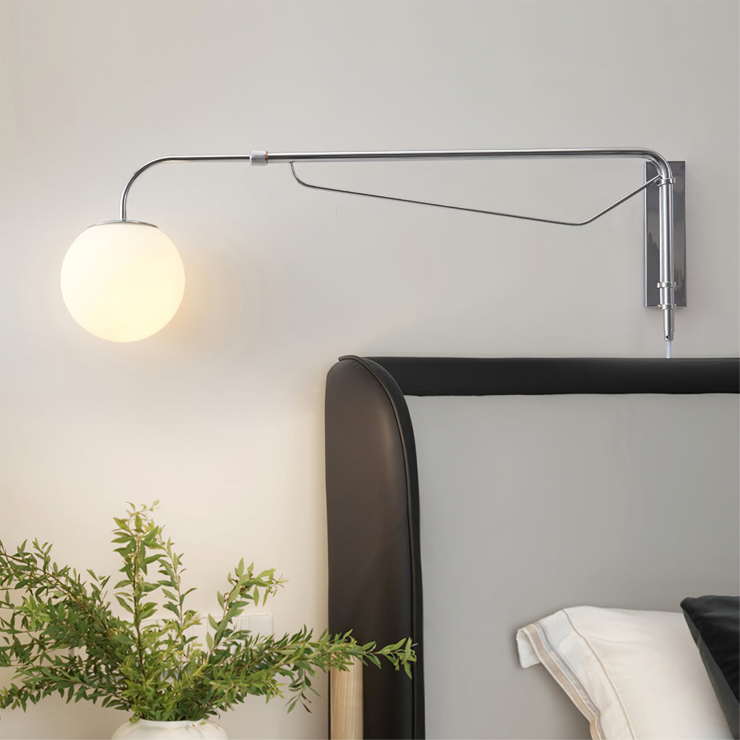 Bellman | Plug In Swing Arm Wall Lamp, Adjustable Globe Wall Sconce for Bedside Reading and Desk
