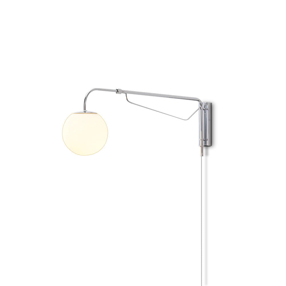 Bellman | Plug In Swing Arm Wall Lamp, Adjustable Globe Wall Sconce for Bedside Reading and Desk