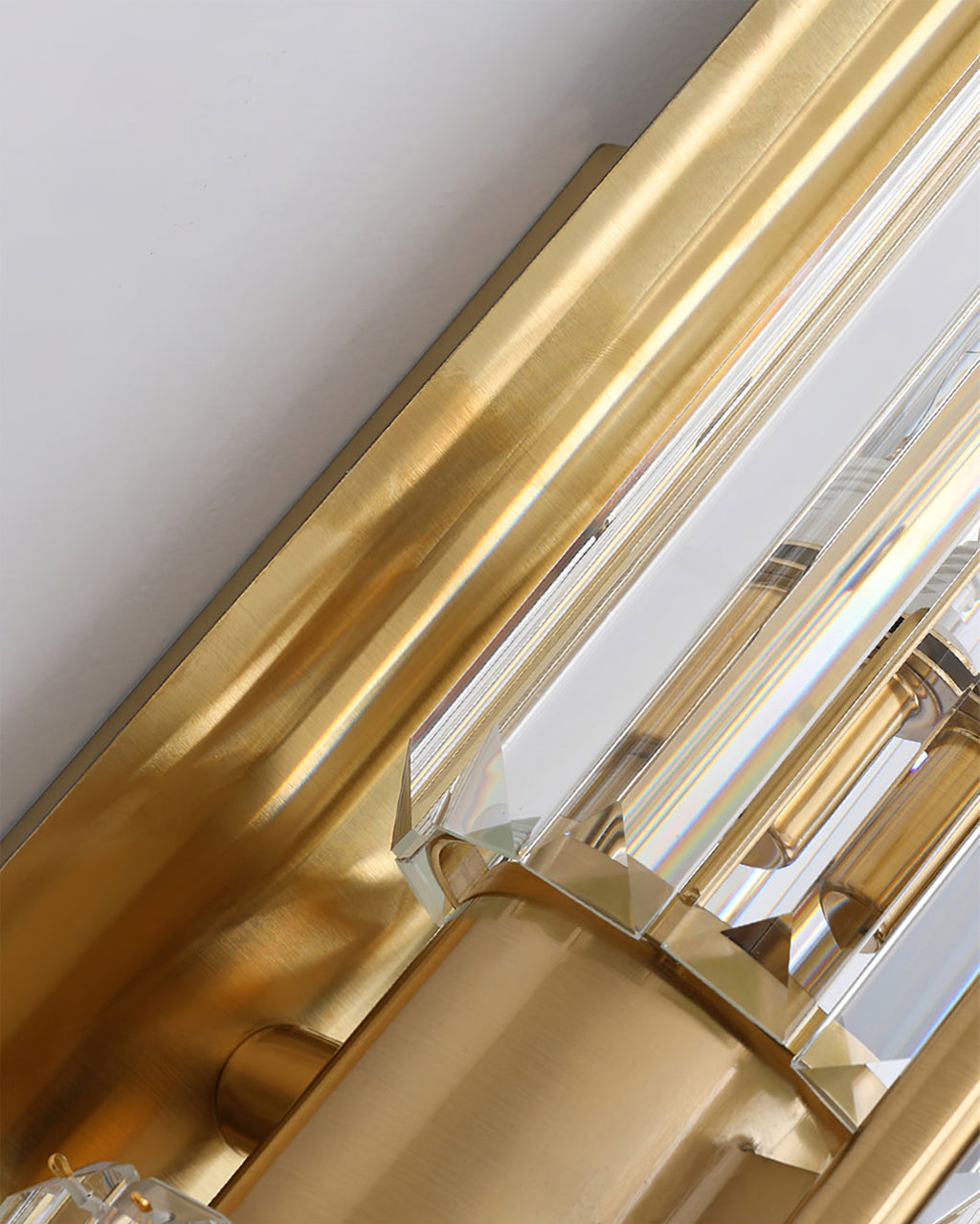 Bepuzz | Crystal Wall Sconce, Art Deco Brass Wall Light, Bathroom Vanity and Hallway Wall Lamp