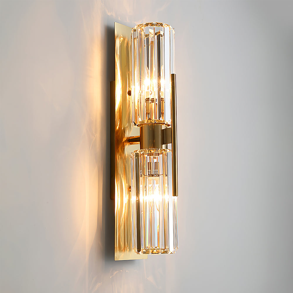 Bepuzz | Crystal Wall Sconce, Art Deco Brass Wall Light, Bathroom Vanity and Hallway Wall Lamp