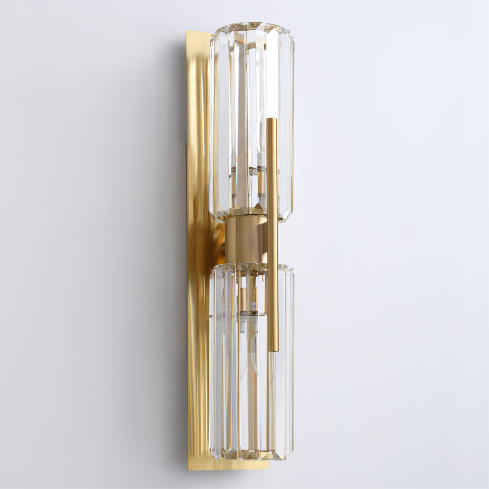 Bepuzz | Crystal Wall Sconce, Art Deco Brass Wall Light, Bathroom Vanity and Hallway Wall Lamp