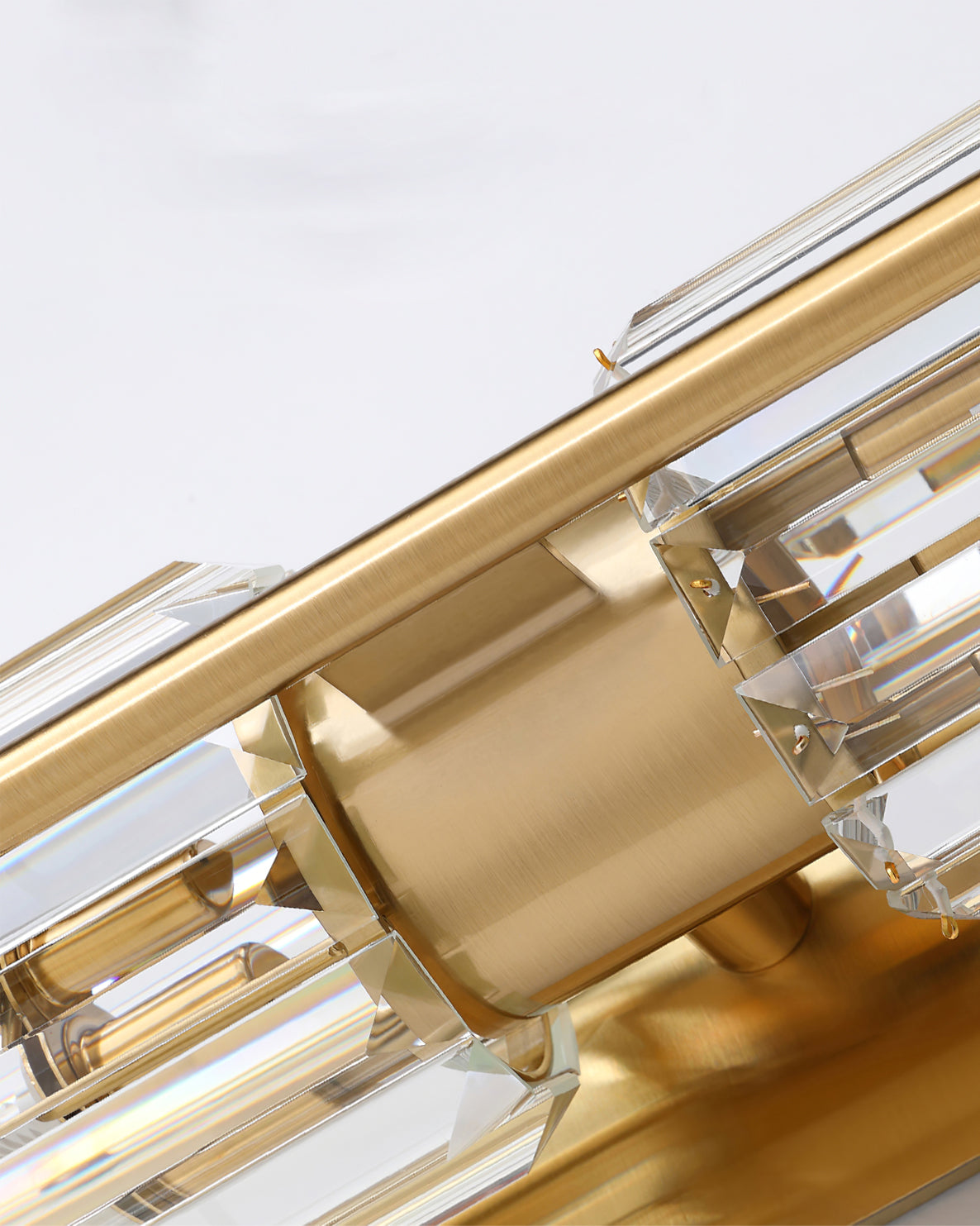 Bepuzz | Crystal Wall Sconce, Art Deco Brass Wall Light, Bathroom Vanity and Hallway Wall Lamp