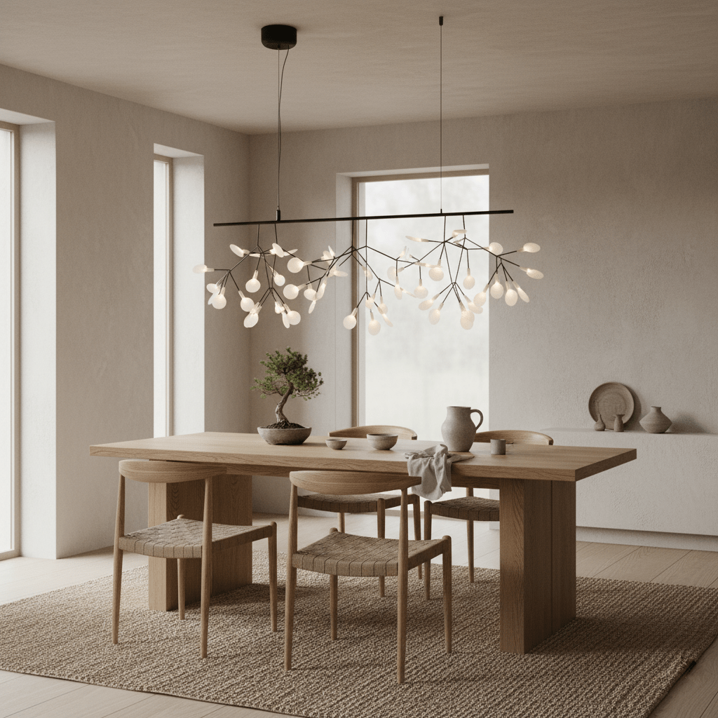 Glimmer | Firefly LED Chandelier, Modern Branch Chandelier, Dimmable Black Ceiling Light for Dining Room