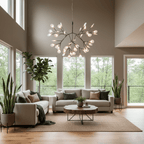 Glimmer | Firefly LED Chandelier, Modern Branch Chandelier, Dimmable Black Ceiling Light for Dining Room