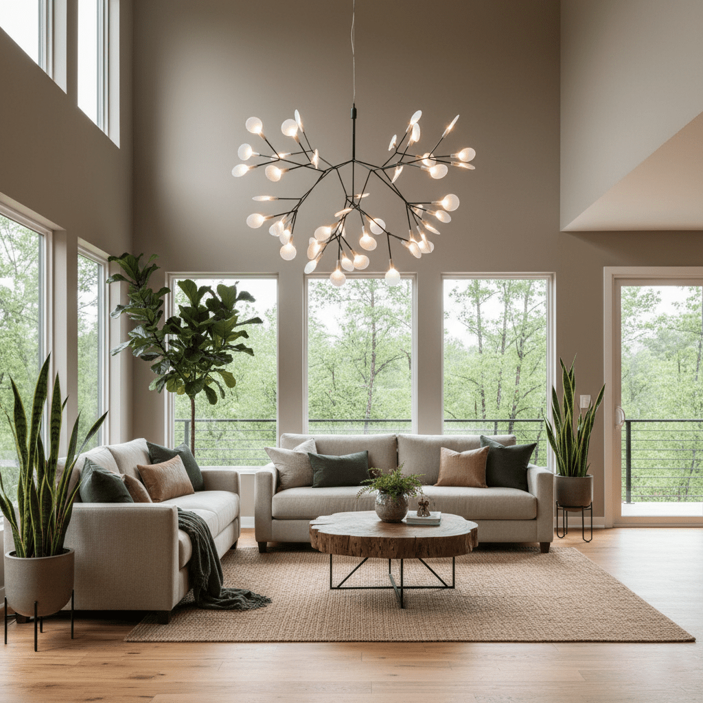 Glimmer | Firefly LED Chandelier, Modern Branch Chandelier, Dimmable Black Ceiling Light for Dining Room