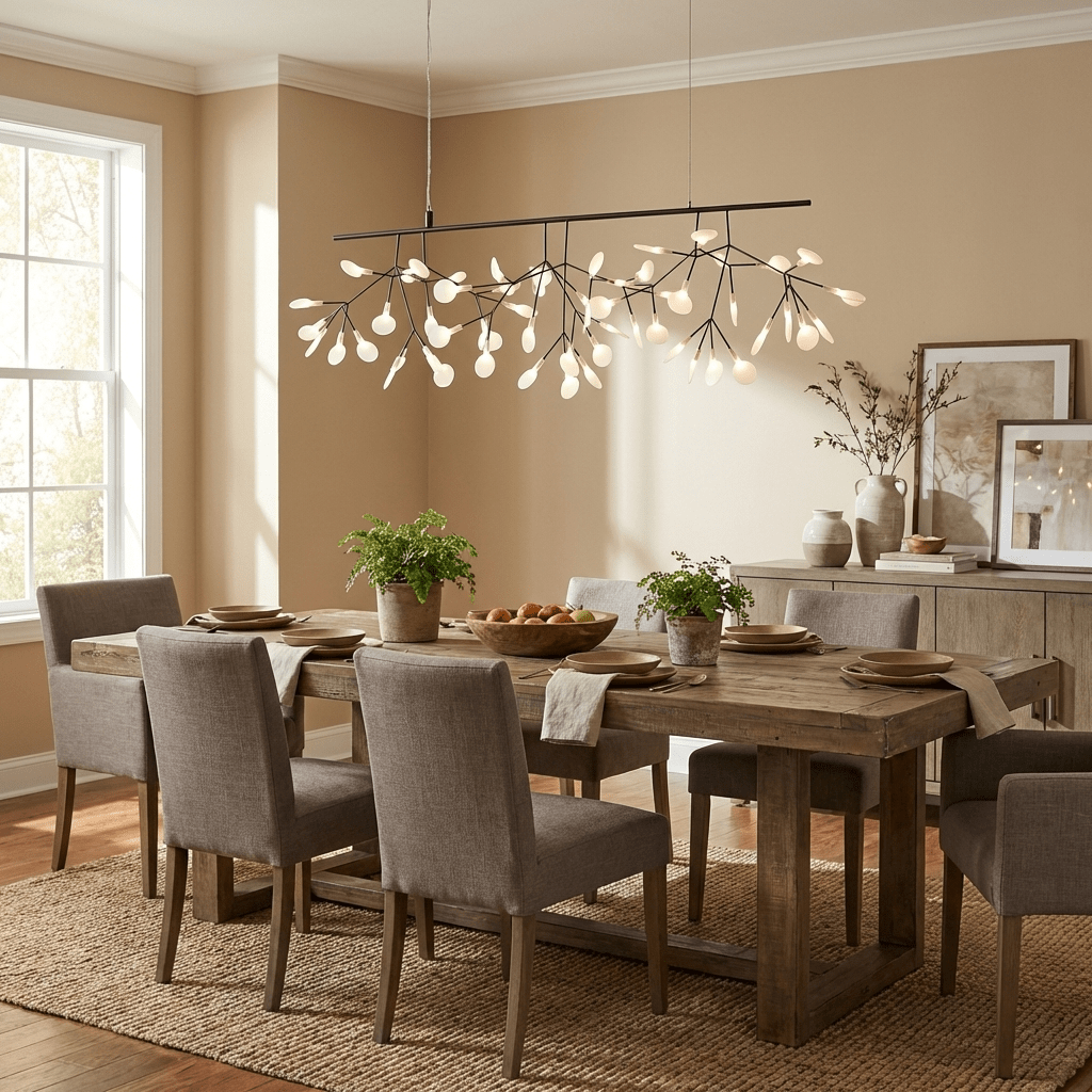 Glimmer | Firefly LED Chandelier, Modern Branch Chandelier, Dimmable Black Ceiling Light for Dining Room