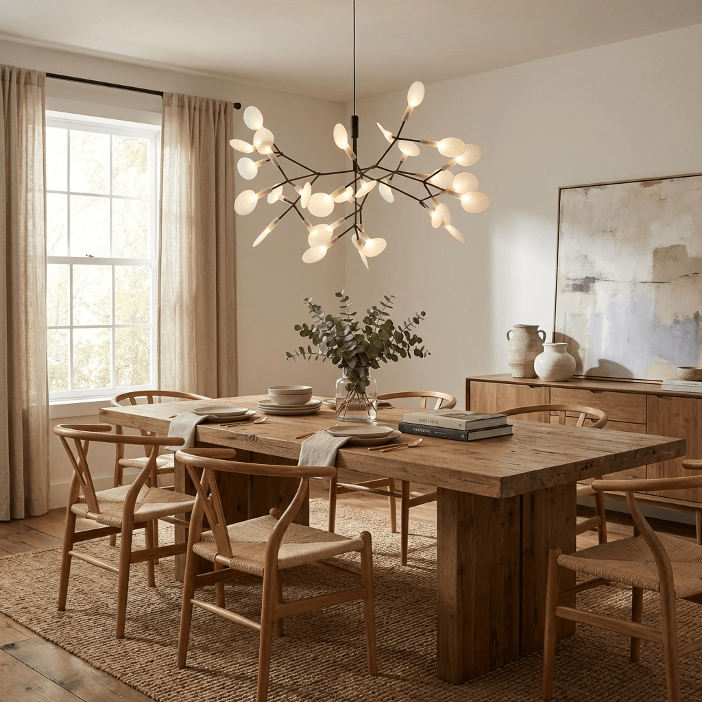 Glimmer | Firefly LED Chandelier, Modern Branch Chandelier, Dimmable Black Ceiling Light for Dining Room