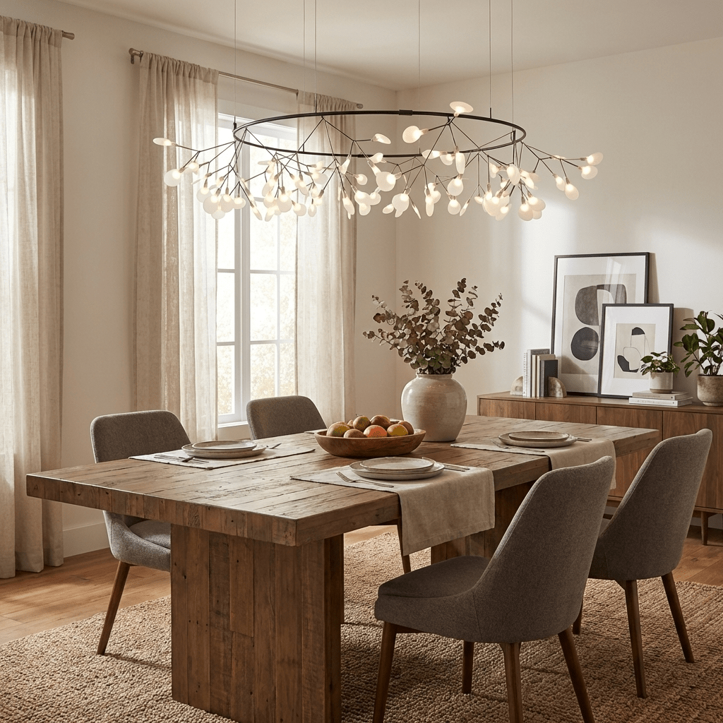 Glimmer | Firefly LED Chandelier, Modern Branch Chandelier, Dimmable Black Ceiling Light for Dining Room