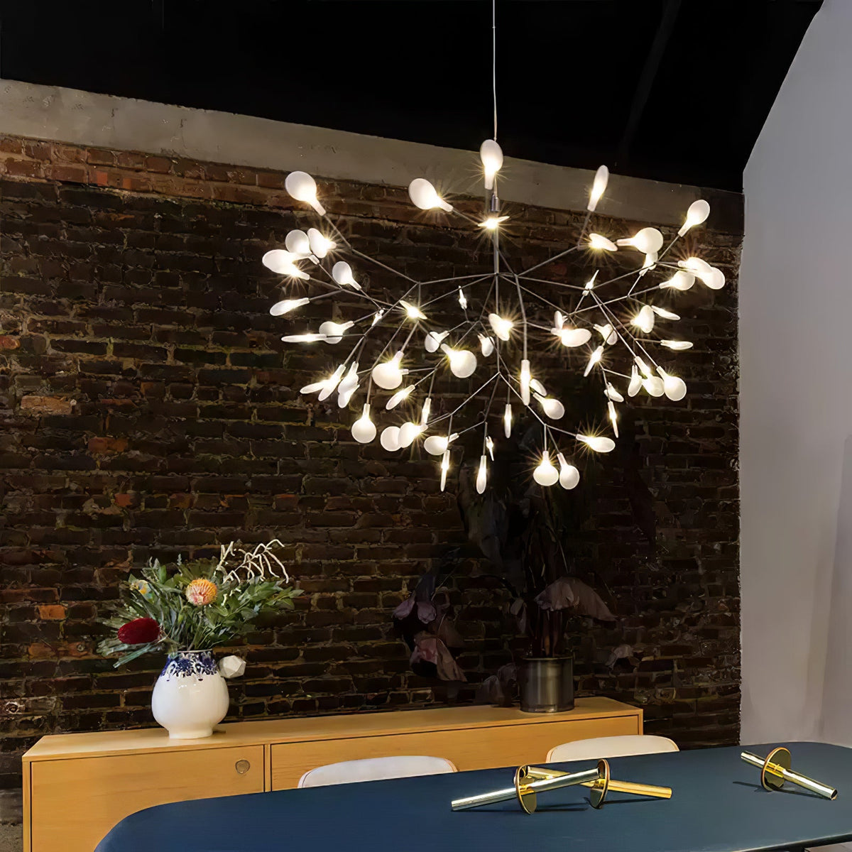 Glimmer | Firefly LED Chandelier, Modern Branch Chandelier, Dimmable Black Ceiling Light for Dining Room