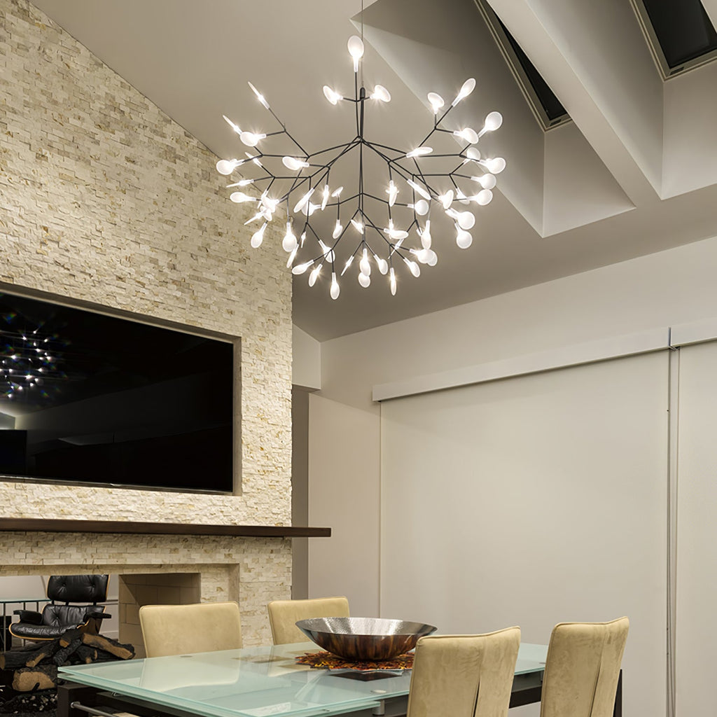 Glimmer | Firefly LED Chandelier, Modern Branch Chandelier, Dimmable Black Ceiling Light for Dining Room