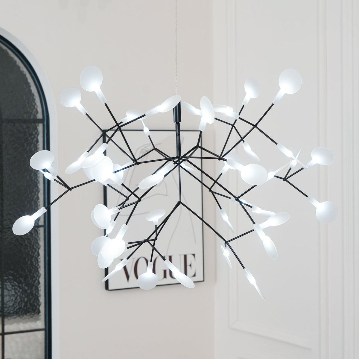Glimmer | Firefly LED Chandelier, Modern Branch Chandelier, Dimmable Black Ceiling Light for Dining Room