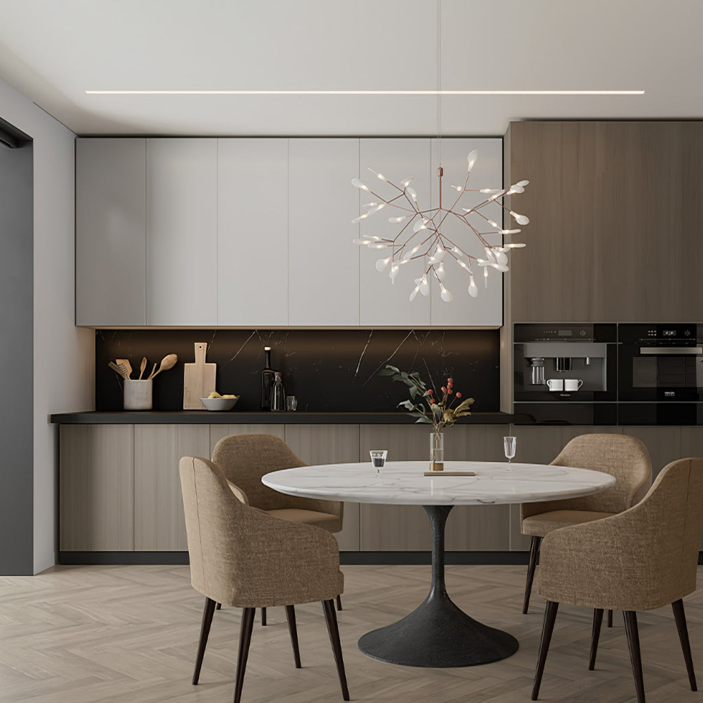Glimmer | Firefly LED Chandelier, Modern Branch Chandelier, Dimmable Black Ceiling Light for Dining Room