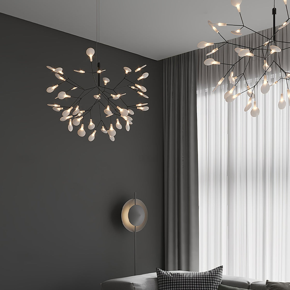 Glimmer | Firefly LED Chandelier, Modern Branch Chandelier, Dimmable Black Ceiling Light for Dining Room